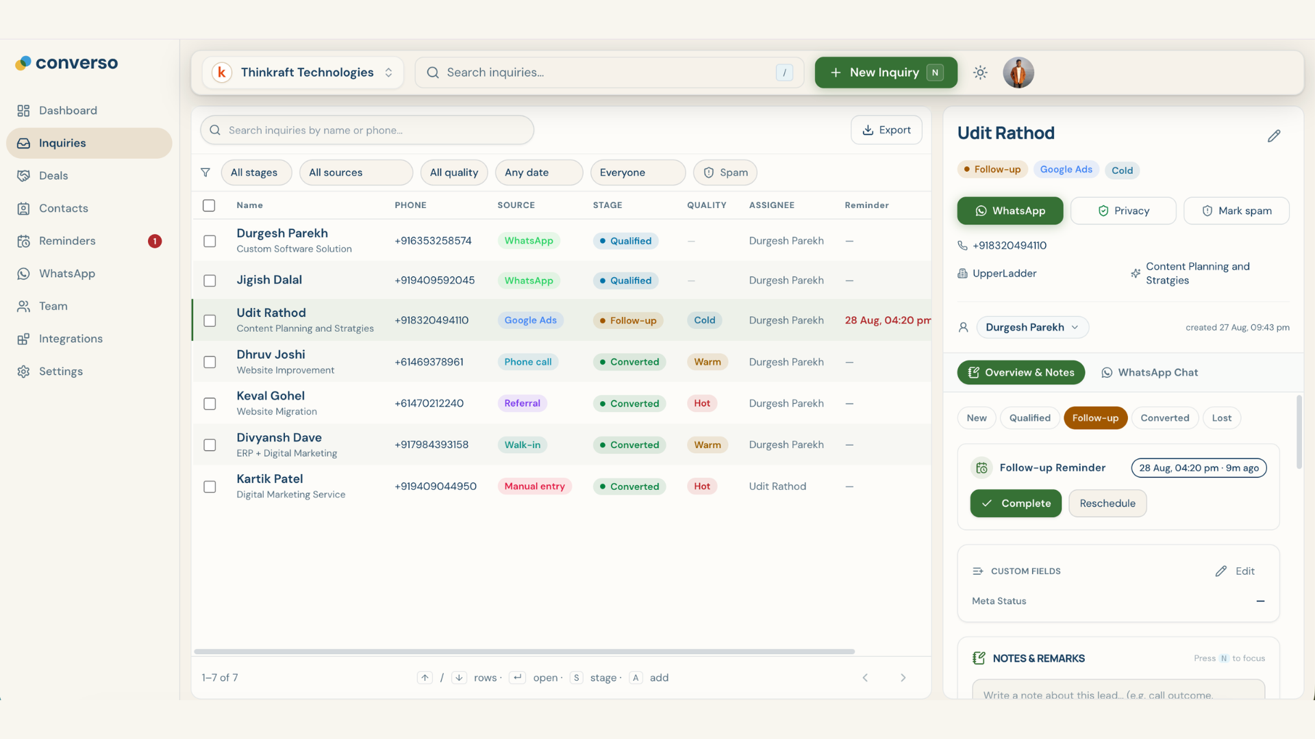 Converso - The Simplest CRM web screenshot 2