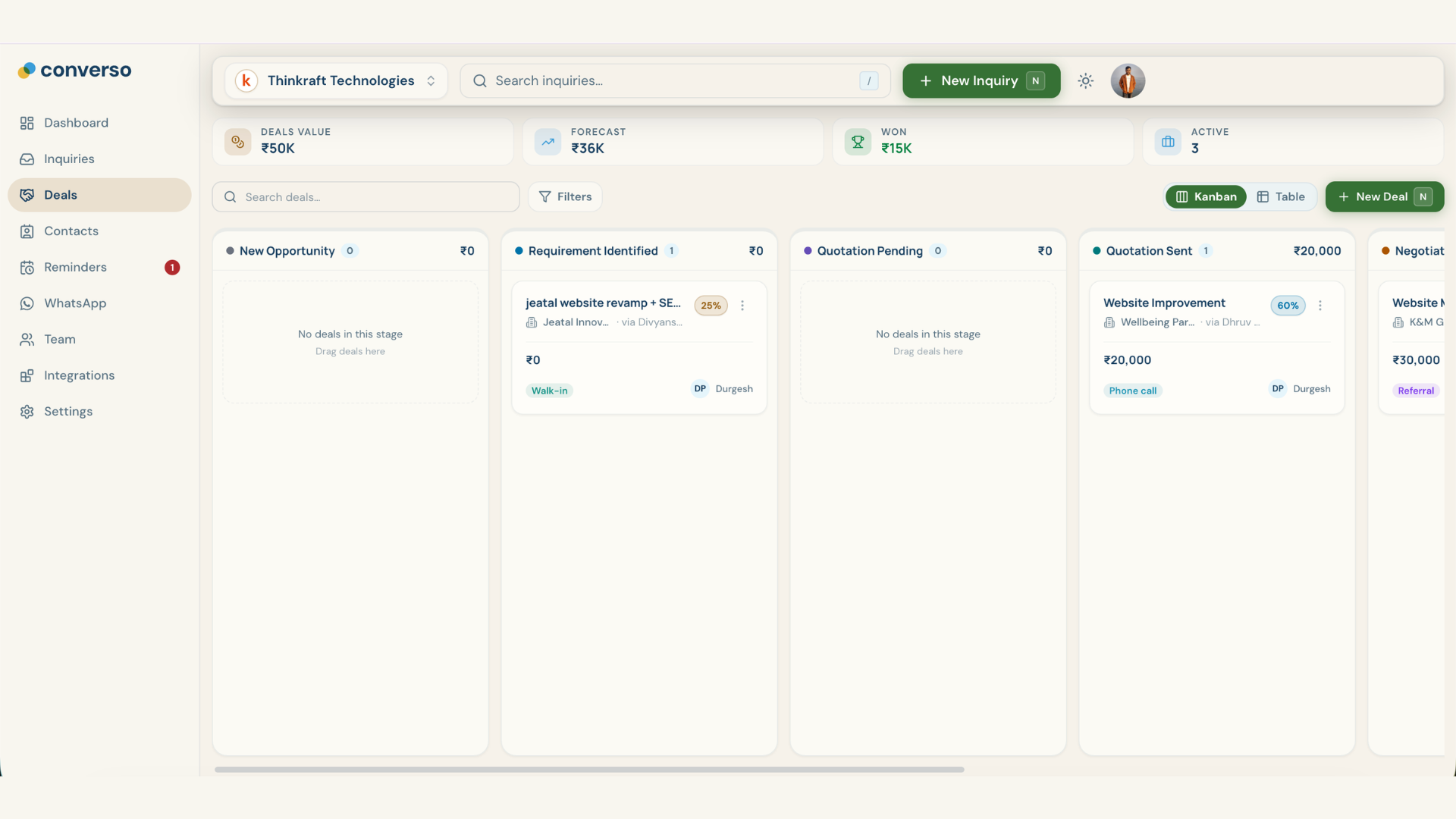 Converso - The Simplest CRM web screenshot 3