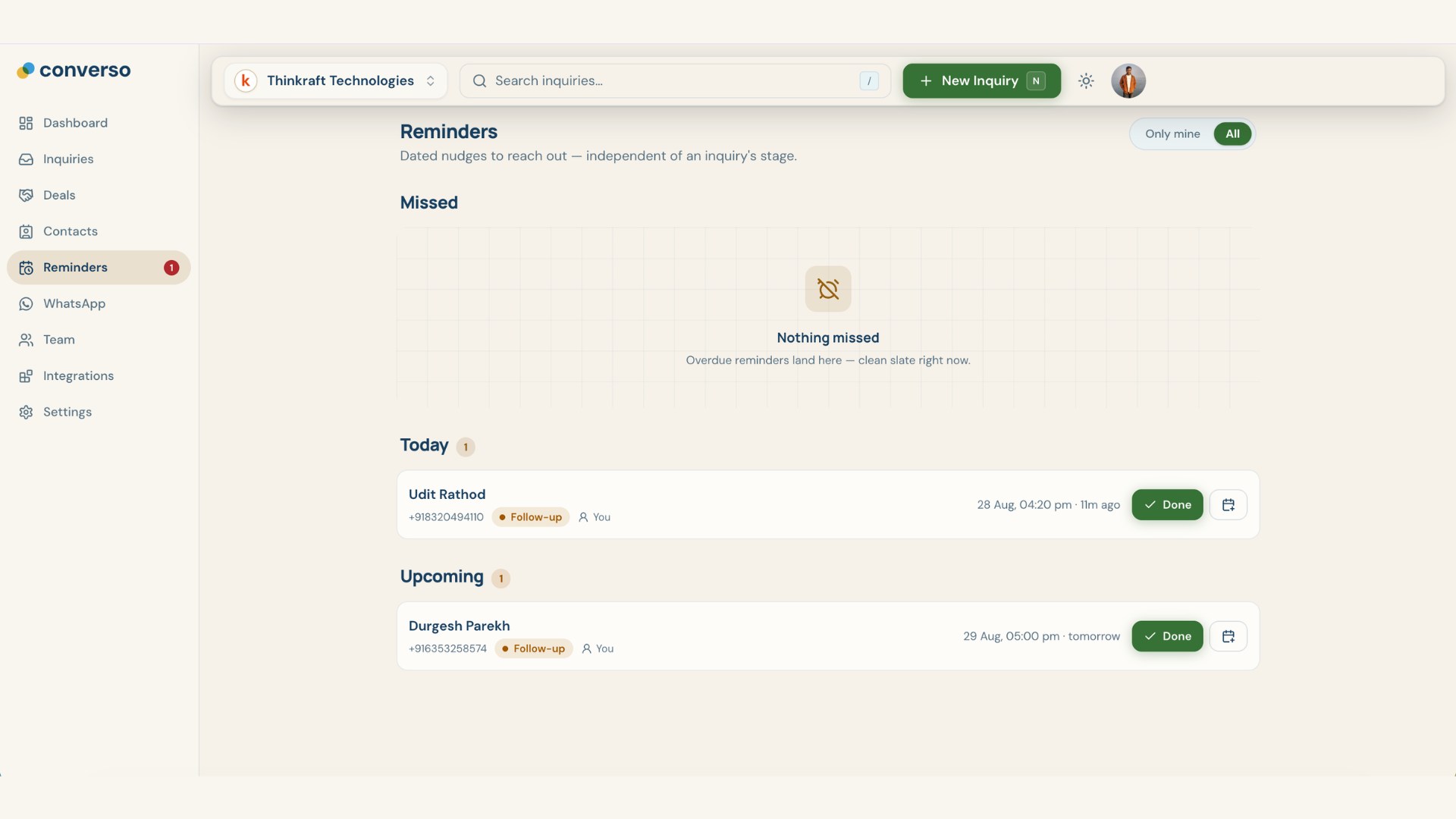 Converso - The Simplest CRM web screenshot 5